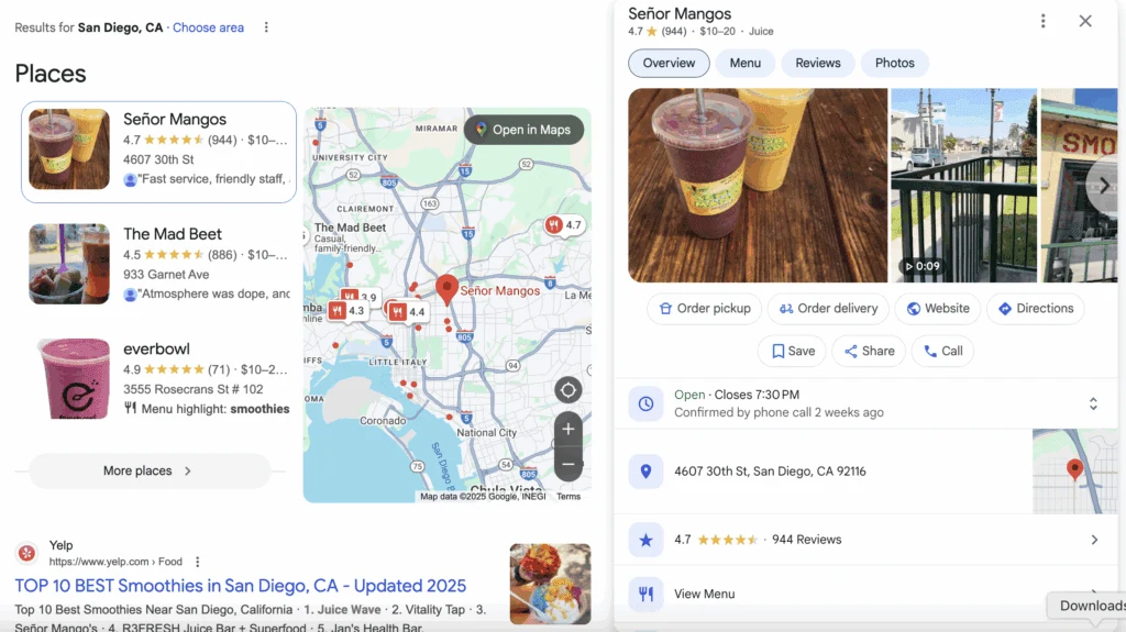A Google Business Profile screenshot for LexService, an auto repair shop in Harbor City, CA, featuring a 4.8-star rating and a specialty in Japanese auto repairs.
