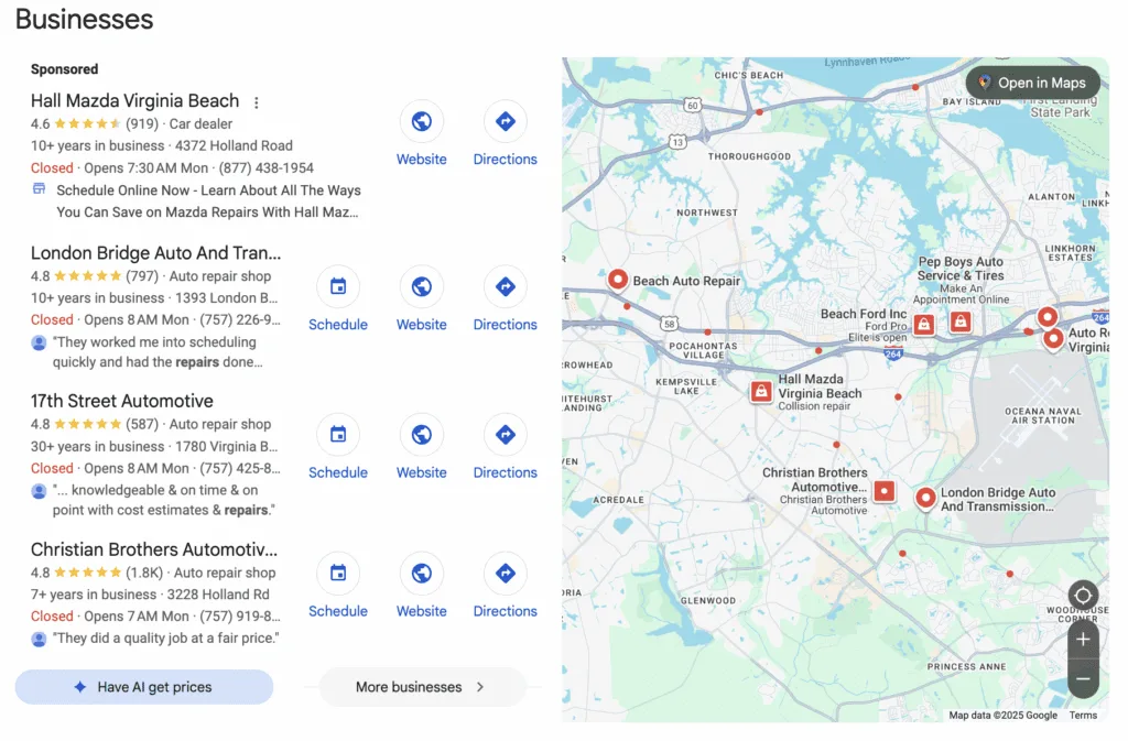 google map pack example