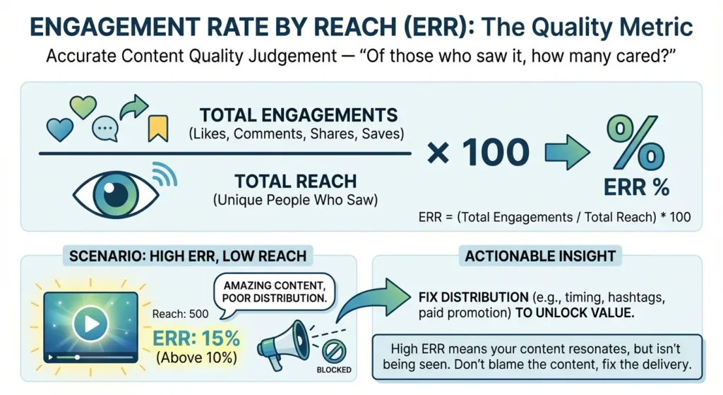 ERR = (Total Engagements / Total Reach) * 100