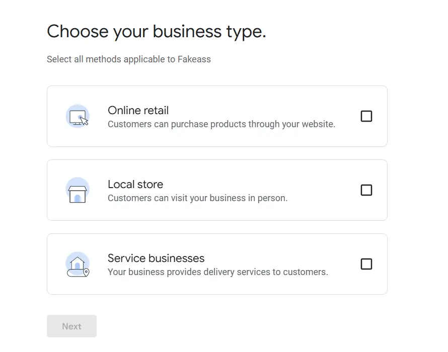 Select Your Business Type