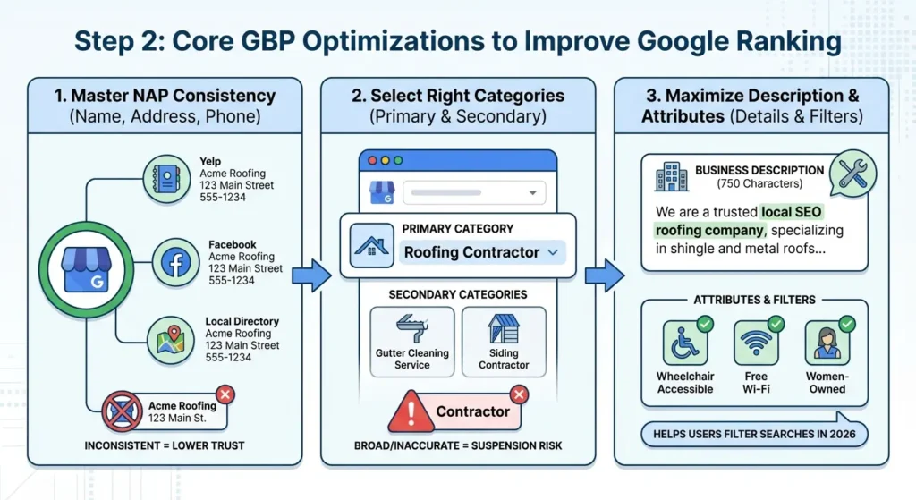 Core GBP Optimizations to Improve Google Ranking