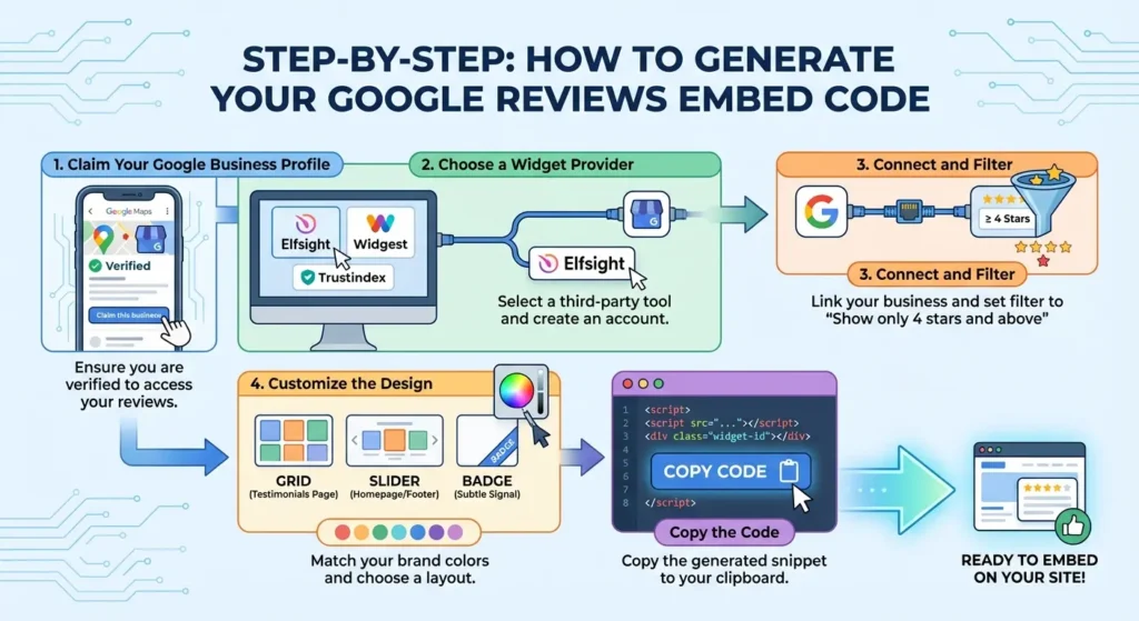 Step-by-Step How to Generate Your Google Reviews Embed Code